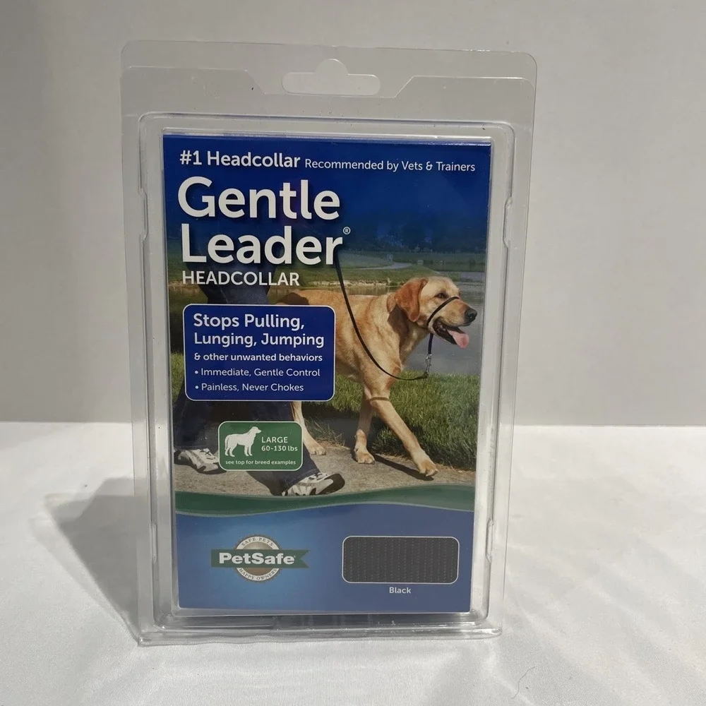 PetSafe Gentle Leader Headcollar Black Large Dog Training Halter 60-130 lbs NEW